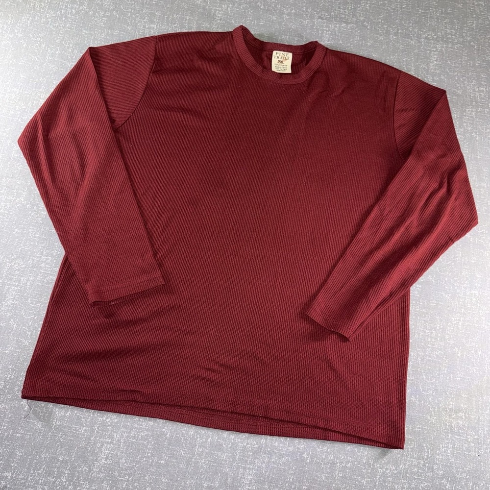 Pine Trails Shirt Mens 2XL Red Long Sleeve Thermal Crewneck Knit‎ Lightweight